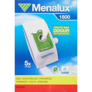 Menalux 1800, 5 stofzuigerzakken Duraflow fresh met geurbescherming, geschikt o.a. voor S-bag, UltraSilence, ASP 71, APF 61, Essensio, ErgoClassic, US, ACS, AEO, AP