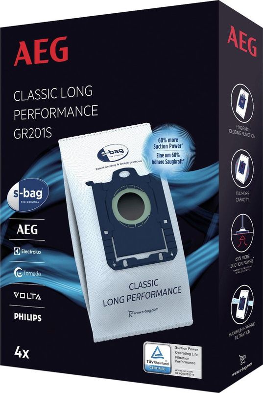 AEG - s-bag® Classic Long Performance - Stofzuigerzakken - 4 Stuks