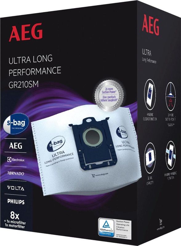 AEG - S-bag Ultra Long Performance - Stofzuigerzakken - 8 Stuks - Fleece