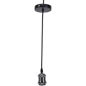 Hanglamphouder, E27 Lamphouder met Snoer Vintage Hanglamp Lamphouder voor Slaapkamer EU-stekker 100‑240V(Parelzwart)