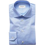 Eton - Slim Flit Overhemd - Blue Pied de Poule - 100% Strijkvrij Katoen