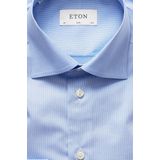 Eton - Slim Flit Overhemd - Blue Pied de Poule - 100% Strijkvrij Katoen