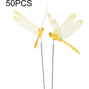 50PCS Simulation Plug Rod Magnetic Dragonfly Home Wall Garden Decoration(Yellow)