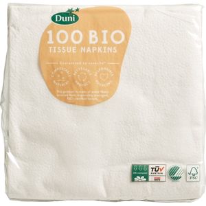 Duni - Servetten - Wit - 30x30 cm - 100 Stuks - 3-laags Tissue