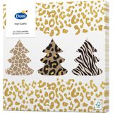 20x stuks kerstdiner/kerst thema servetten met dierenprint kerstbomen 33 x 33 cm