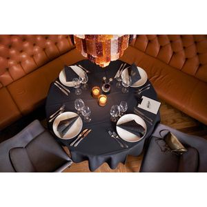 Duni Tafelkleed - rond - D180 cm - antraciet grijs - wegwerp - papier - valt als linnen over de tafel - tafellaken