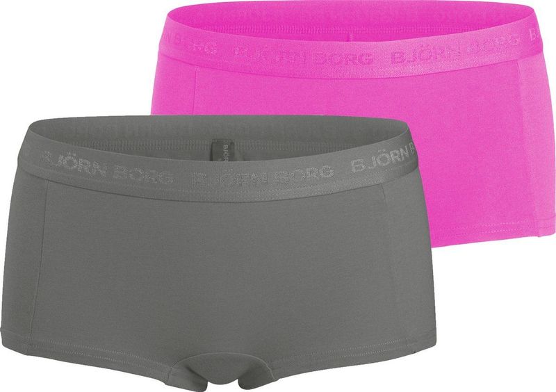 Björn Borg - Meisjes Minishorts 2-Pack - Grijs - Roze - Katoen
