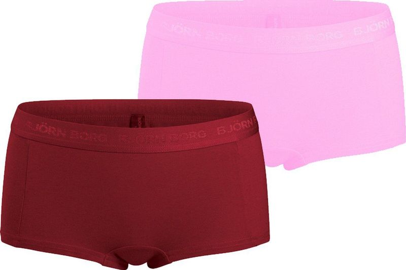 Bjorn Borg - Meisjes Minishorts 2-pack - Bordeauxrood & Lichtroze - Zacht Katoen