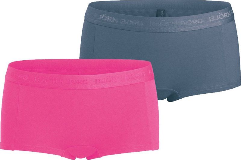 Björn Borg - Meisjes Minishorts 2-Pack - Roze - Donkergrijs - Katoen