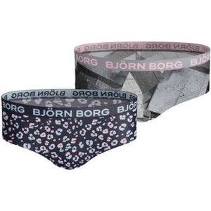Bjorn Borg - Björn Borg Hipster 2-pack - Zacht Katoen - Panterprint & Geometrisch Grijs