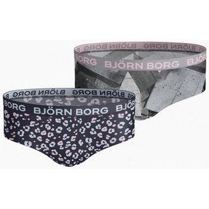 Bjorn Borg - Björn Borg Hipster 2-pack - Zacht Katoen - Panterprint & Geometrisch Grijs
