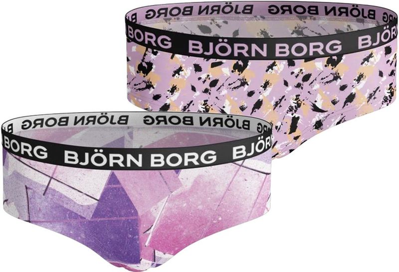 Bjorn Borg - Björn Borg Hipster 2-pack - Zacht Katoen - Paarse & Grafische Prints