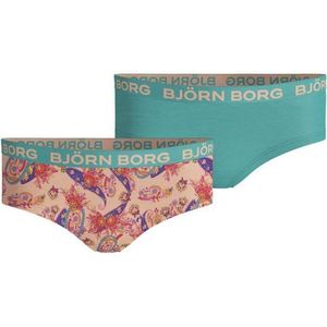 Björn Borg - Meisjes Hipster 2-Pack - Turquoise en Beige met Paisleyprint