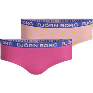 Björn Borg Meisjes Hipster 2-Pack – Zacht Katoen – Roze & Gele Stippenprint maat 110-116 Vrouwen