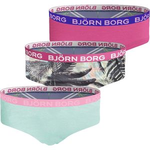 Bjorn Borg - Meisjes Hipster 3-pack - Palm Leaf - Roze, Groen & Print
