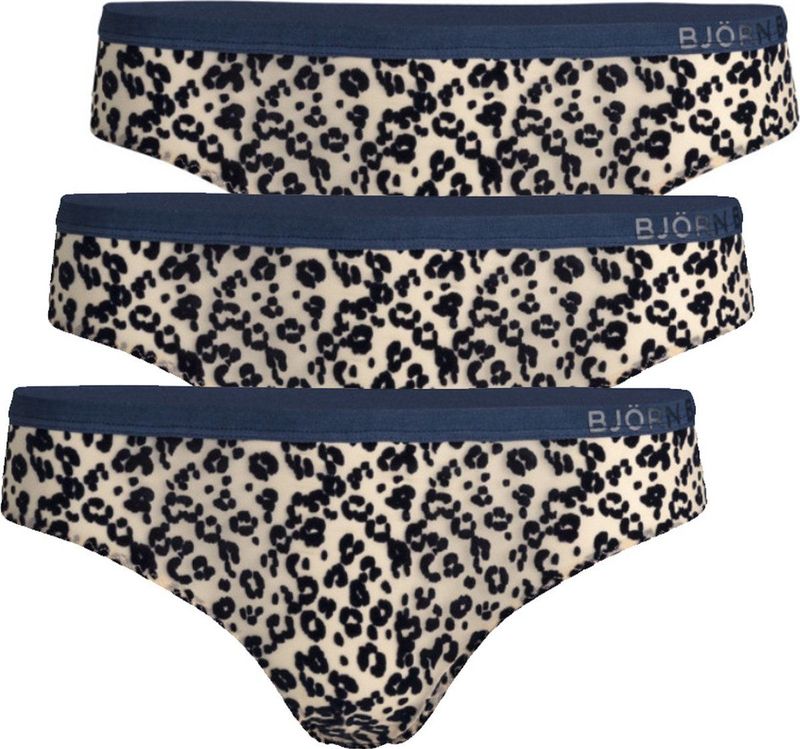 3 stuks Dames Hipster - bloemen- marineblauw-ecru-lichtblauw - Maat 36