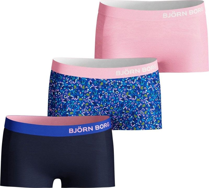 Björn Borg - Meisjes Minishorts 3-Pack - Roze Zwart Blauw - Katoen