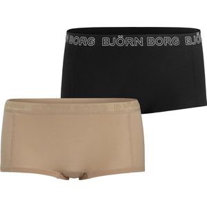 Björn Borg - Dames Minishorts 2-pack - Frappe/Zwart - Onderbroeken