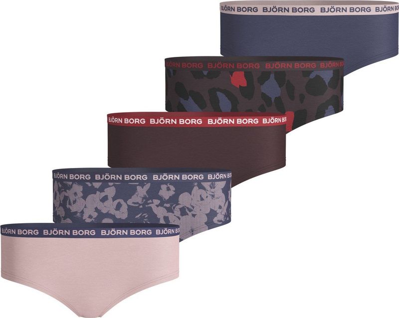 Björn Borg Hipsters 5-Pack - Crown Blue & Paars - Zacht Katoen