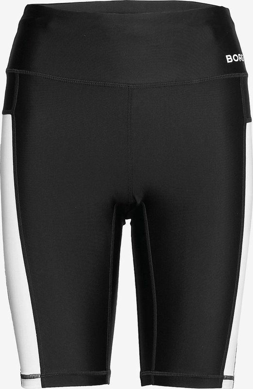 Björn Borg - Dames Stripe Biker Short - Zwart met Witte Zijpanelen - Gerecycled Polyester en Spandex