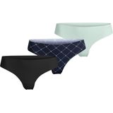 Bjorn Borg - Dames Strings - 3-Pack - Blauw/Ruit - Microfiber - Naadloos