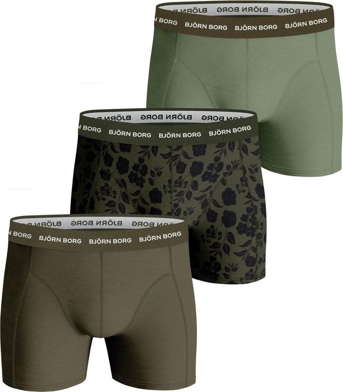 Björn Borg - Essential - Boxershort - Groen & Print - Set van 3 stuks