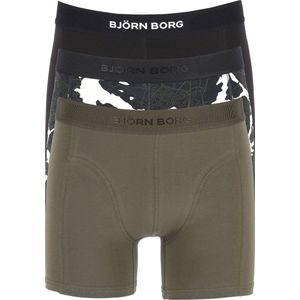 Björn Borg Boxershorts Core - 3-Pack - Army - Print en Zwart