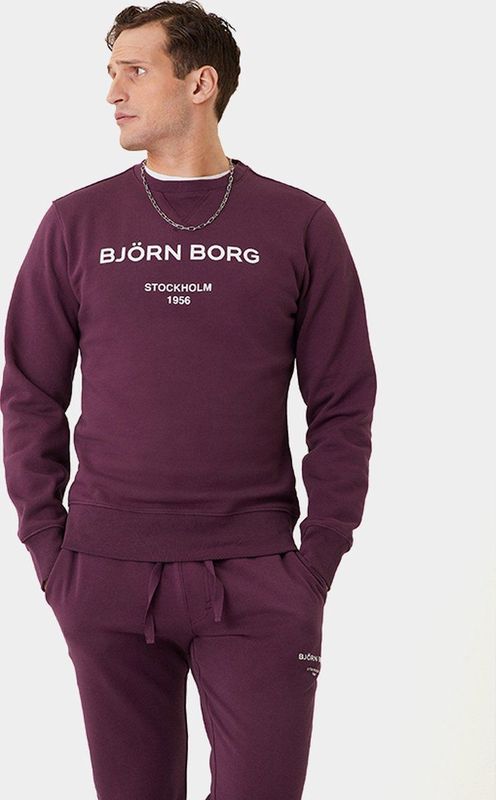 Björn Borg - Heren O-hals Sweater - Paars - Regular-fit - Lange Mouwen
