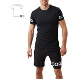 Bjorn Borg - Sportshirt - Zwart - Blauw - Rood/Paarse - Drie Stuks - Regular Fit