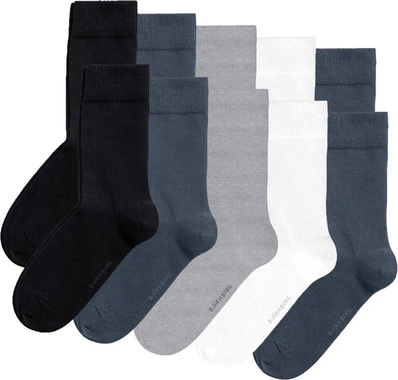 Björn Borg - Essential Ankle Sock - Multipack 10 - Navy Blue/White/Melange/Black - Katoen