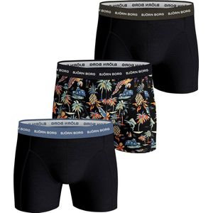 Bjorn Borg - Cotton Stretch - Boxershorts - Zwart - Blauw - Oranje - Donker Groen - 3 Pack