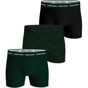 Bjorn Borg - Cotton Stretch Boxershorts 3-pack - Zwart, Donkergroen & Print