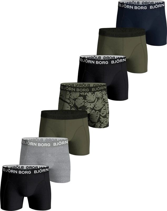 Bjorn Borg 7-Pack Boxershorts - Green Jungle - Katoen jongens onderbroeken