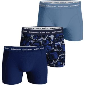 Björn Borg Cotton Stretch Boxershort Heren - Blauw/Blauw/Zwart - 3 stuks - Heren onderbroeken - Boxer - Maat S