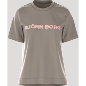 Björn Borg Essential 3 Dames T-Shirt - Grijs/Roze - Maat S - 100% Katoen