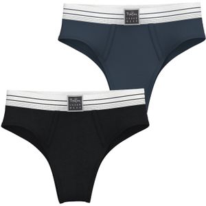 2-pack dames slips - Core High Waist Brief - Dames taille slips- hoge onderbroeken - XXL - Zwart