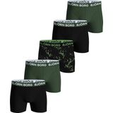 Björn Borg Boxershorts 5-Pack - Zwart Groen Leaves - Katoen Stretch