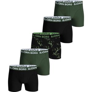 Björn Borg Boxershorts 5-Pack - Zwart Groen Leaves - Katoen Stretch