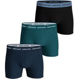 Bjorn Borg Cotton Stretch boxers, heren boxers normale lengte (3-pack), zwart, blauw, groen