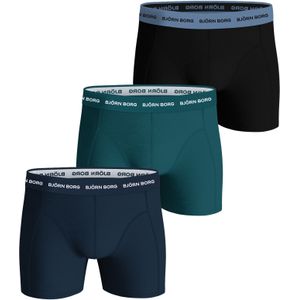Bjorn Borg Cotton Stretch boxers, heren boxers normale lengte (3-pack), zwart, blauw, groen