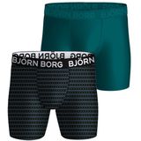 Bjorn Borg Performance Boxers 2-Pack Zwart Petrol - Maat M - Heren - Boxershorts