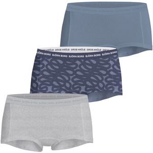 Björn Borg dames soft cotton stretch 3P mini boxershorts basic print blauw & grijs
