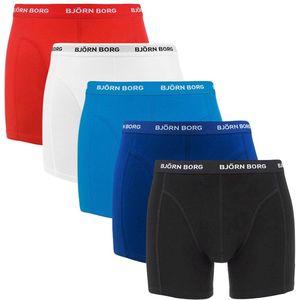 Bjorn Borg - Cotton Stretch - Boxershorts - Wit Rood Blauw Zwart - 5-pack