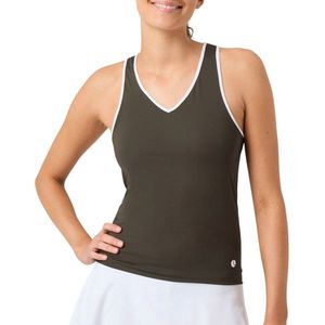 Björn Borg - Ace V Neck Tank Top - Peat - Gerecycled Polyester - Dubbellaagse Rug