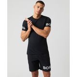 Björn Borg Sportshirt Heren Korte Mouw - Zwart - Gerecycled Polyester