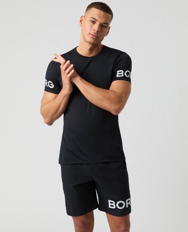 Björn Borg Sportshirt Heren Korte Mouw - Zwart - Gerecycled Polyester
