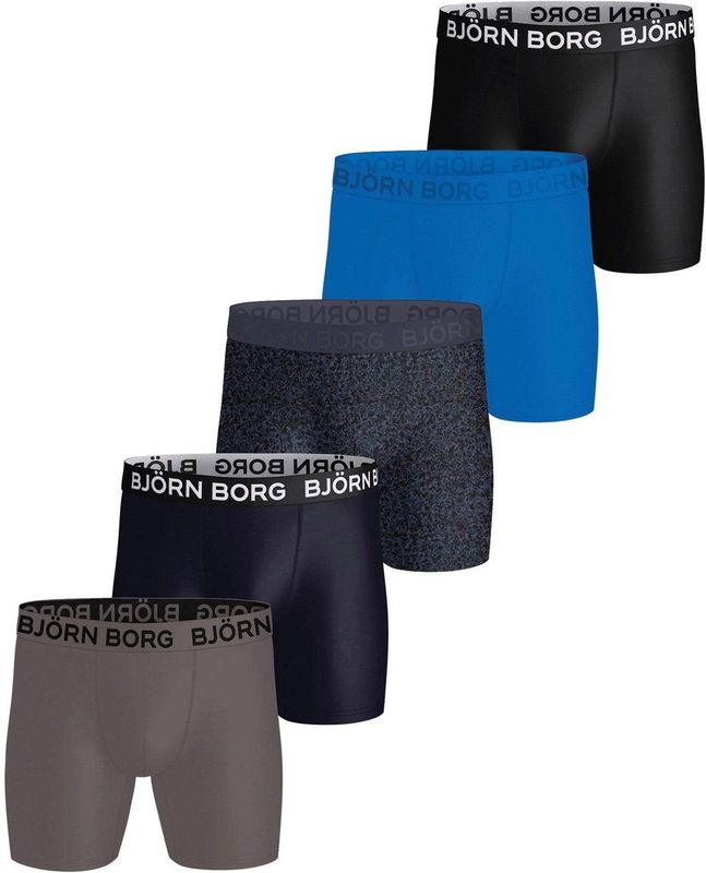 Bjorn Borg - Microfiber Boxershorts - 5-Pack - Zwart, Blauw, Print, Navy Blauw, Grijs