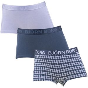 Björn Borg meisjes cotton stretch 3P mini boxershorts basic dots blauw & paars