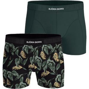 Björn Borg heren cotton stretch 2P boxers basic leafs groen & zwart