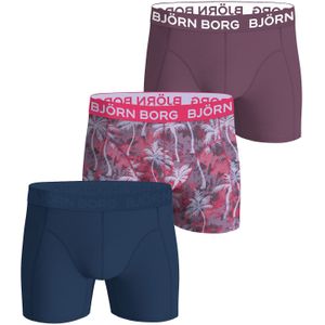 Bjorn Borg Cotton Stretch boxers, heren boxers normale lengte (3-pack), paars, print, navy blauw
